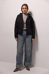 Жіноче утеплене зип-худі в чорному кольорі розміру L/XL