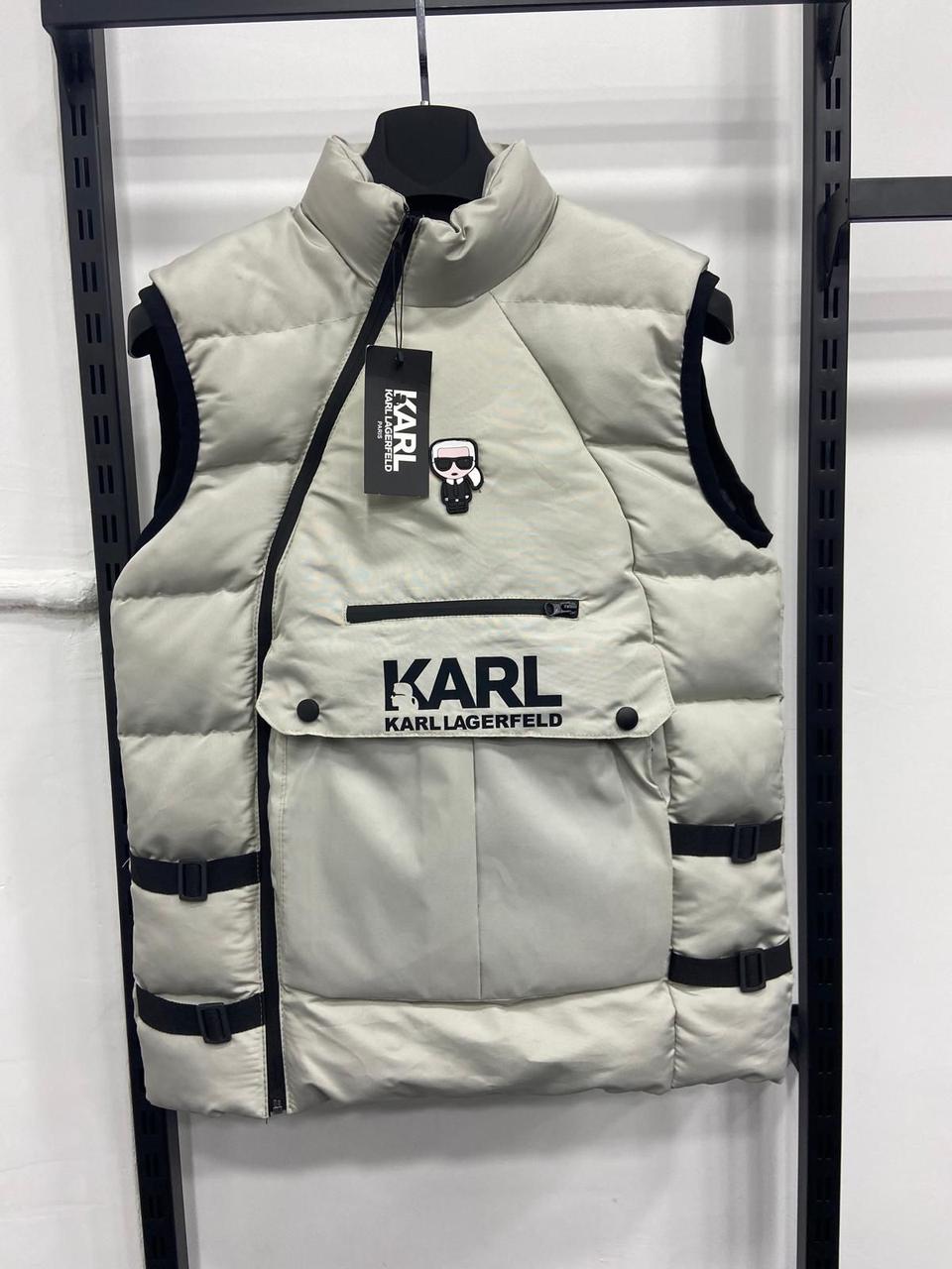 Чоловіча жилетка Karl Lagerfeld чорна спортивна безрукавка, жилет сірий Карл Лагерфельд