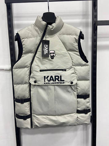 Чоловіча жилетка Karl Lagerfeld чорна спортивна безрукавка, жилет сірий Карл Лагерфельд, фото 1