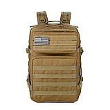 Рюкзак 45 л Oxford 900D TPU з системою Molle, Водонепроникний, Тактичний, Рюкзак Койот 45 л, фото 3