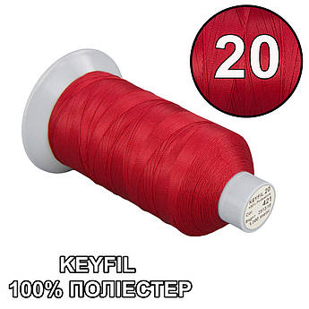 Нитка KEYFIL 100% поліестер, товщина № 20, колір 421 червоний, довжина 1500м, Італія