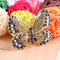 Брошка у формі метелика з біжутернкового сплаву, ручної роботи Butterfly gold-black, 4.5х3.5 см., фото 6