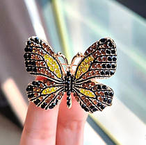 Брошка у формі метелика з біжутернкового сплаву, ручної роботи Butterfly gold-black, 4.5х3.5 см., фото 5