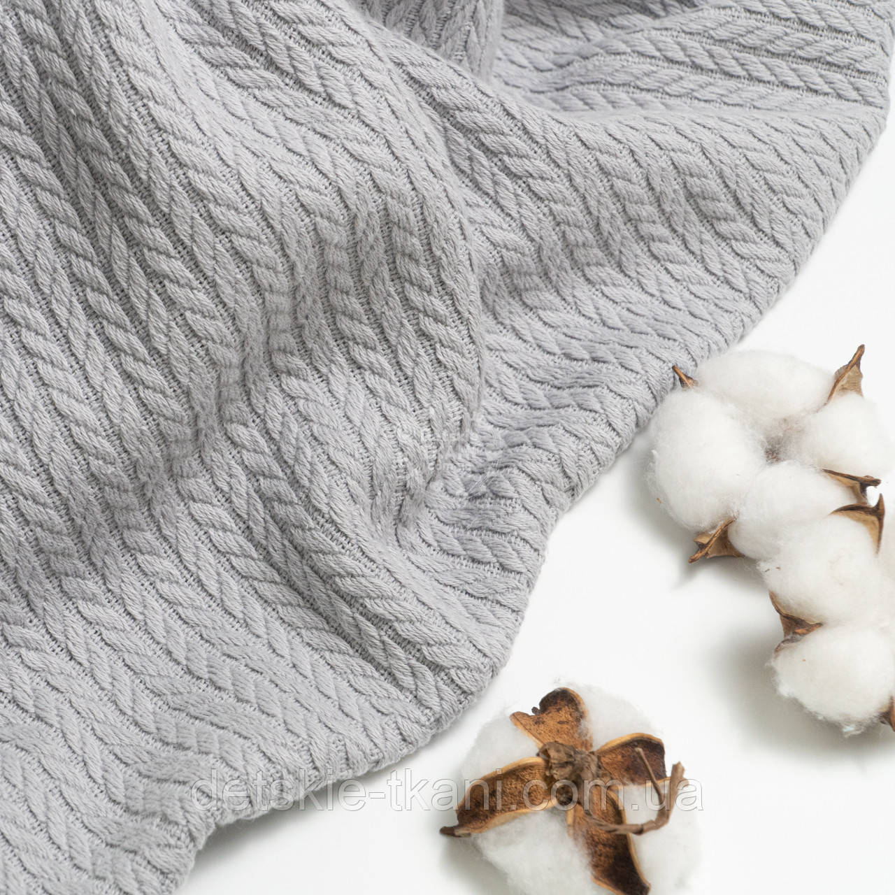 Бавовняне полотно "косичка" сірого кольору, ширина 230 см, фото 1