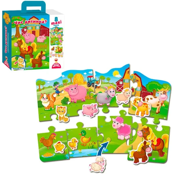Гр Пазли з липучками "Чиє дитинча" (укр) VT 2907-03 (12)  "Vladi Toys", фото 1