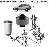Сайлентблоки SUZUKI GRAND VITARA II (JT, TE, TD) 2005-2015 ПЕРЕД Комплект 4шт цільнолиті УСИЛЕНІ MetGum