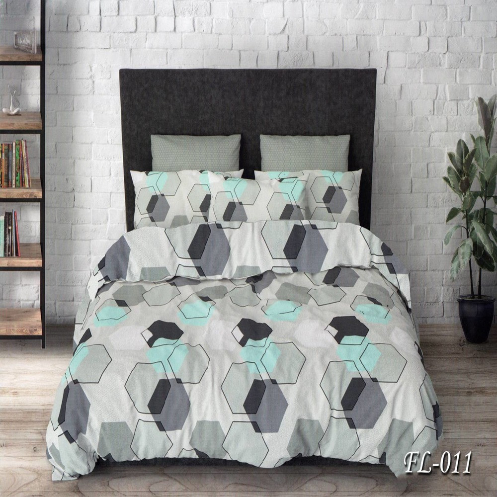 Тепла двоспальна постільна білизна 180х220 Геометрія (011) Фланель бавовна 100%, фото 1