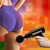 Перкусійний масажер з 4 насадками, USB, Gun Massager, Чорний / Ручний акумуляторний масажний пістолет, фото 5