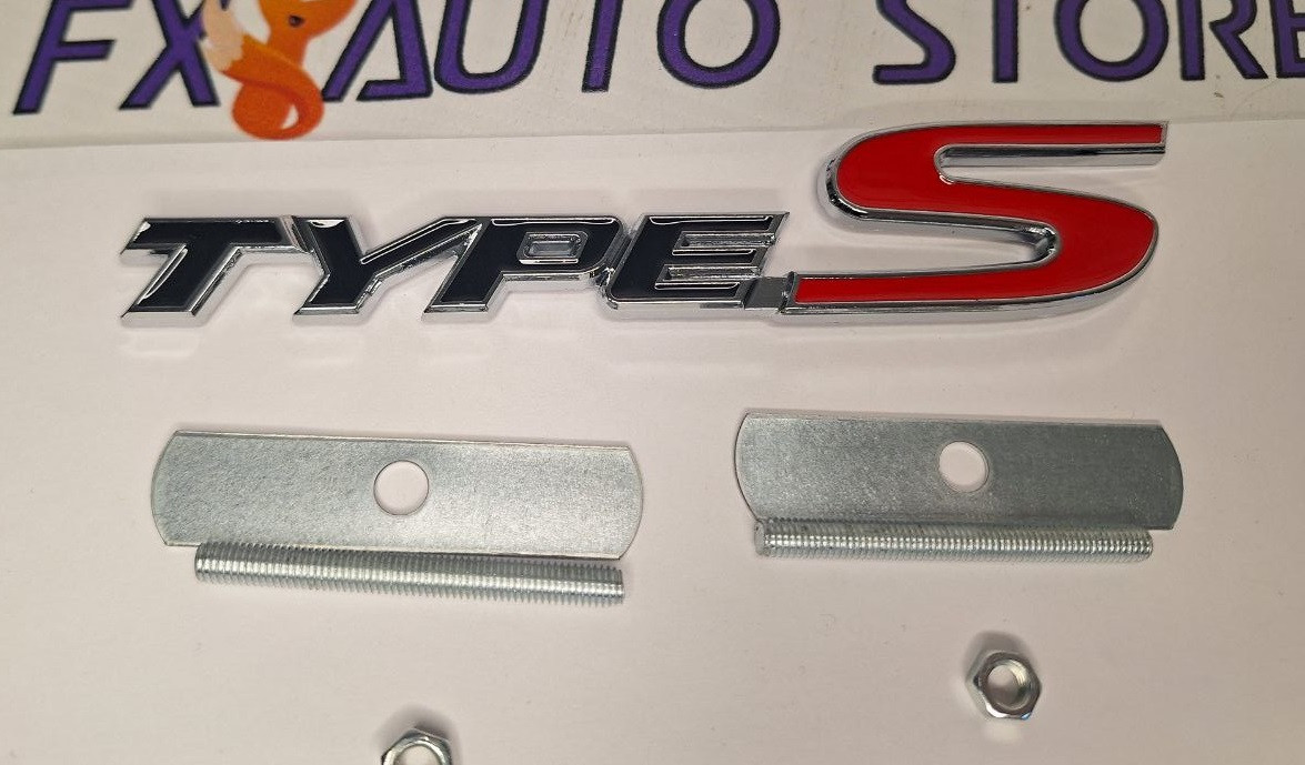 Емблема шильдік логотип TYPE S червона+чорна з хром кантом + крепления, фото 1