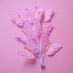 Вафельний декор Slado Метелики рожеві 3,5х3 см 7 шт