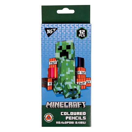 Набір кольорових олівців YES Minecraft 290701 12 кольорів ID 4920880, фото 1