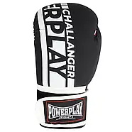 Боксерські рукавиці PowerPlay 3086 Matt Challenger Чорно-Білі 10 унцій, фото 3