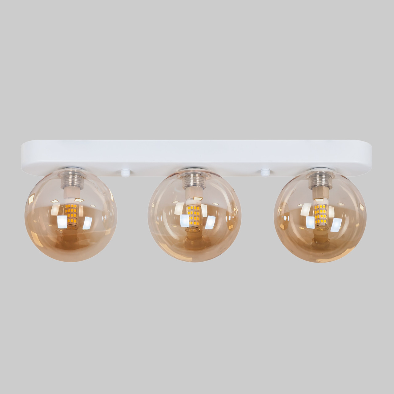 "Потрійний світильник із 3 кулястими плафонами "Glass Trio Light"(61-X100F-3 WH+BR (380))