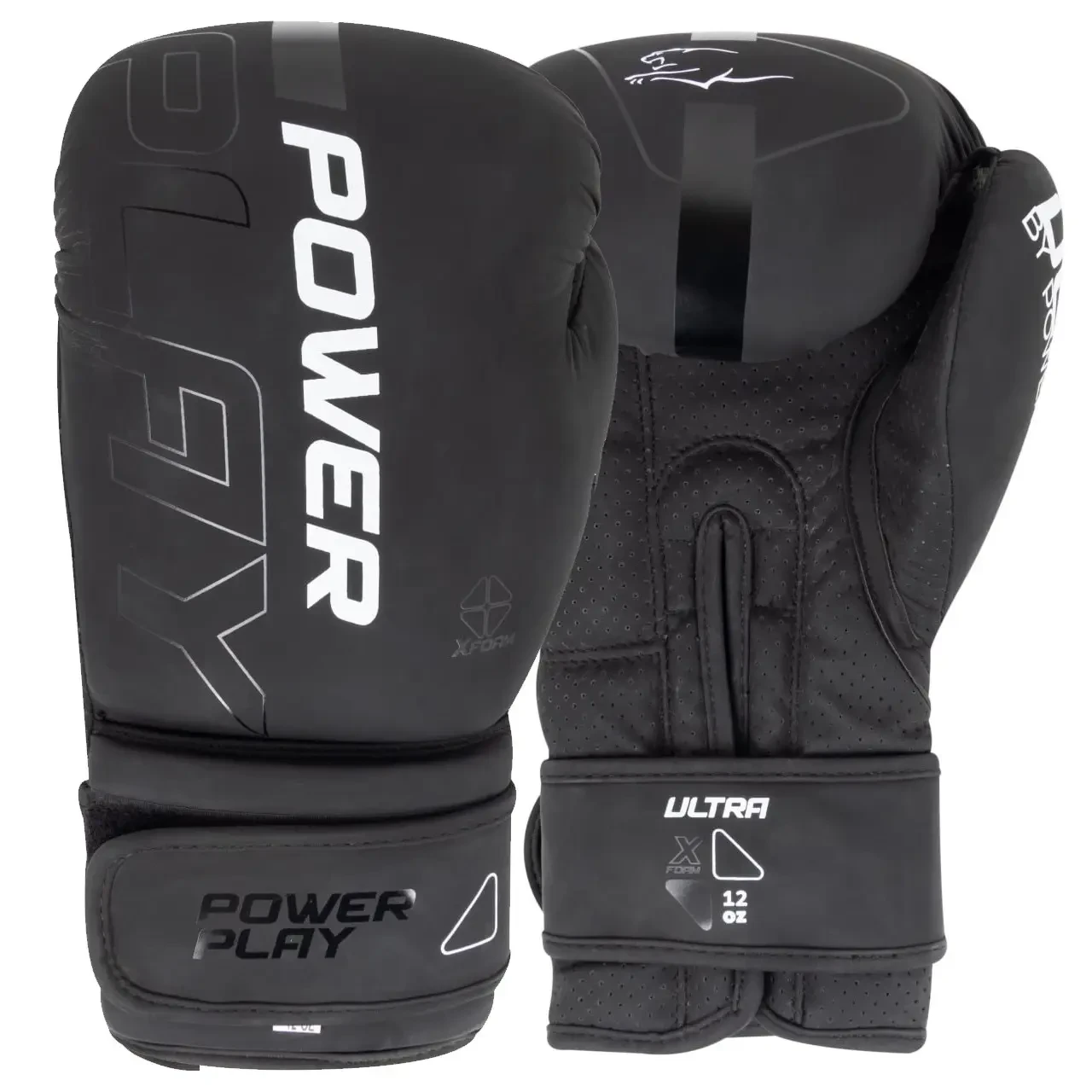 Боксерські рукавиці PowerPlay 3024 Ultra Mat Чорно-Білі 16 унцій, фото 1