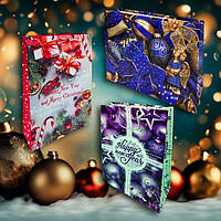 Новорічні подарункові паперові пакети