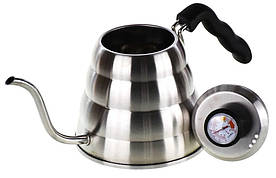 Чайник із термометром 1.2 л Pour Over Coffee Pot Металік