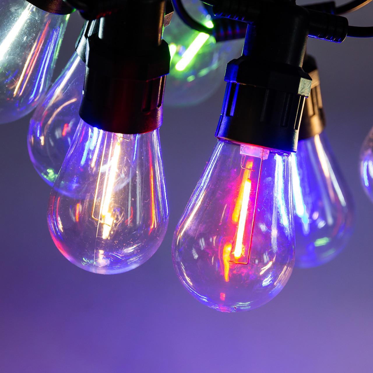 Гірлянда вулична ретро-світлодіодна S14 10 LED ламп 5 м IP44 мультиколор E27, фото 1