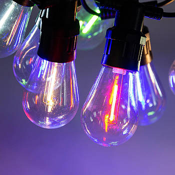 Гірлянда вулична ретро-світлодіодна S14 10 LED ламп 5 м IP44 мультиколор E27