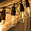 Вулична ретрогірлянда 10 LED ламп 5 м IP43 жовта для саду та кафе, фото 7