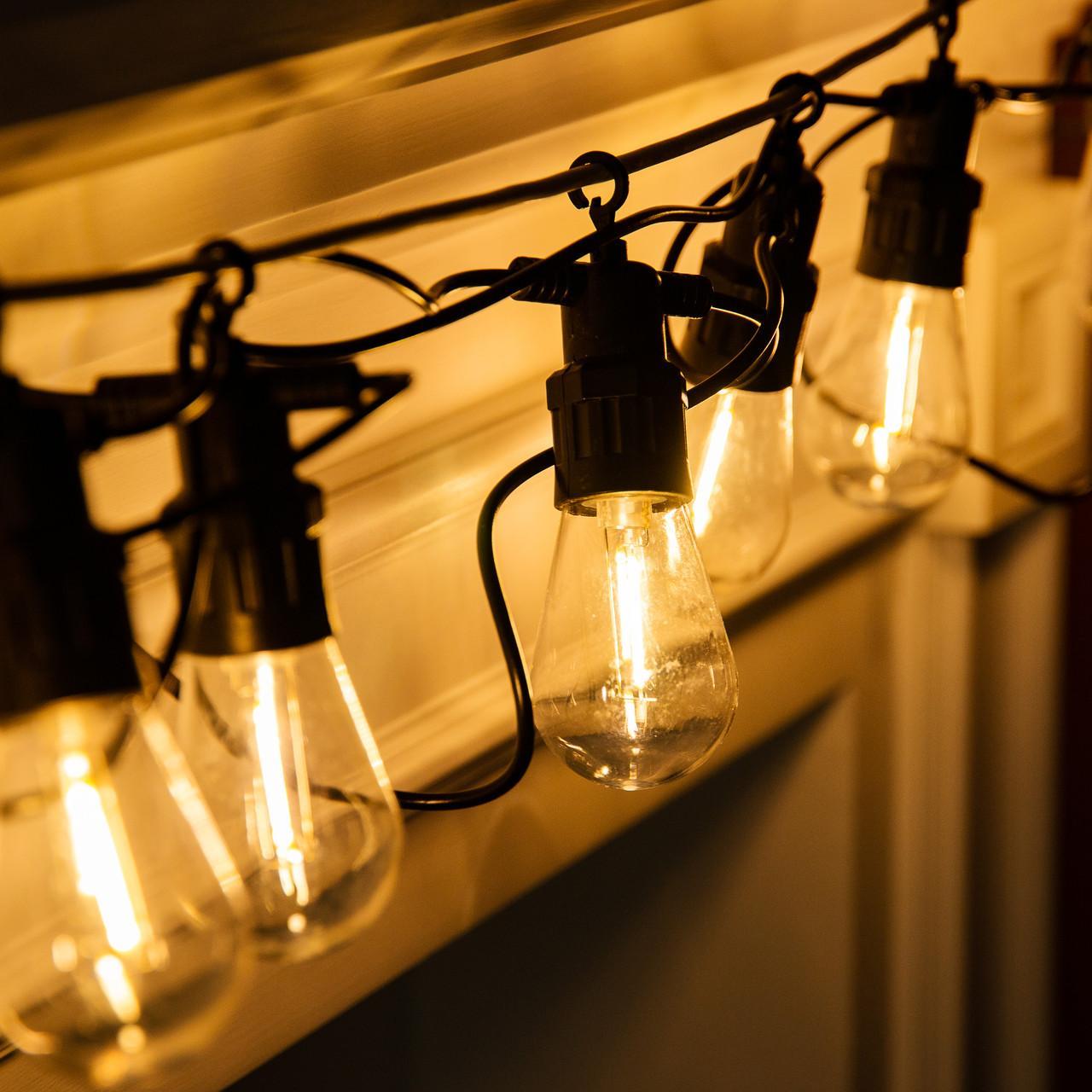 Гірлянда вулична ретро-світлодіодна 10 LED ламп 5 м IP43 водонепроникна жовта для саду та кафе, фото 1