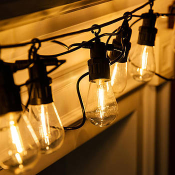 Гірлянда вулична ретро-світлодіодна 10 LED ламп 5 м IP43 водонепроникна жовта для саду та кафе