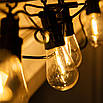 Гірлянда вулична ретро-світлодіодна 10 LED ламп 5 м IP43 водонепроникна жовта для саду та кафе, фото 2