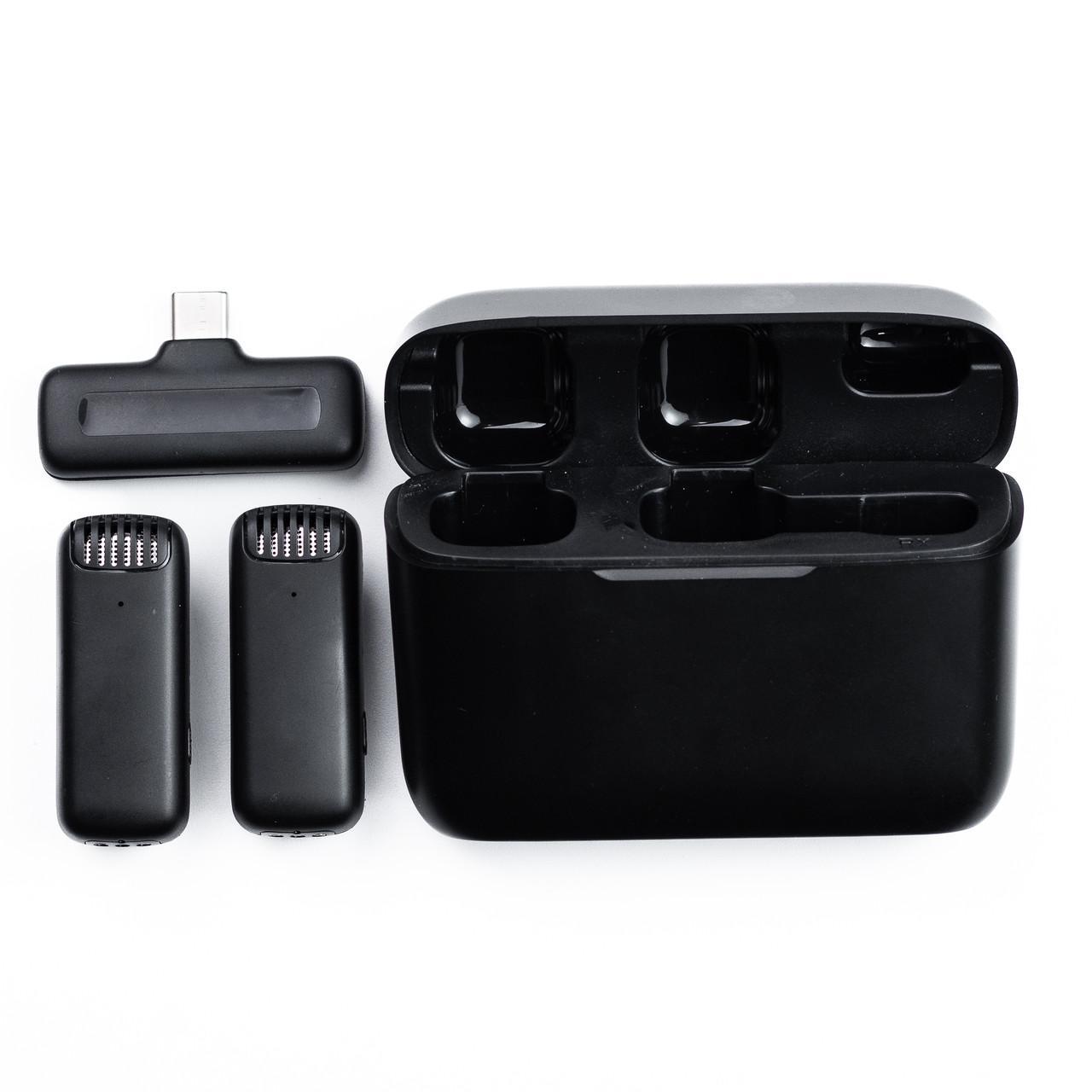 Бездротовий мікрофон петлічка для телефона набір 2 шт. блютуз-шумозаглушення Type-C до 20 м, фото 1