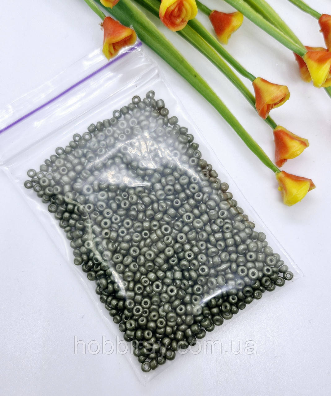 Бісер дрібний. 20г. Китай. Колір хаккі., фото 1