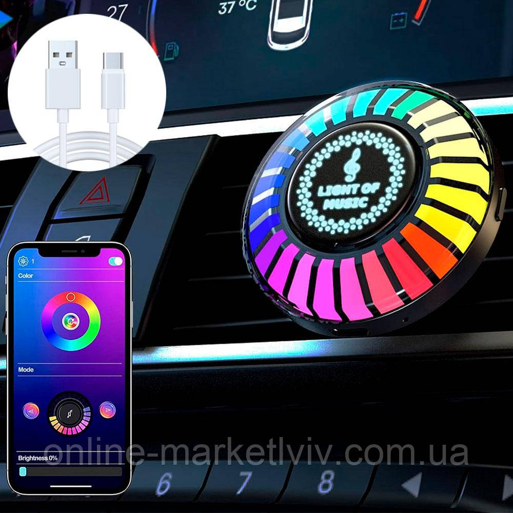 Автомобільна підсвітка RGB у вигляді ритму 2в1, від USB, F5 / Підсвічування салону / Автомобільний еквалайзер, фото 1