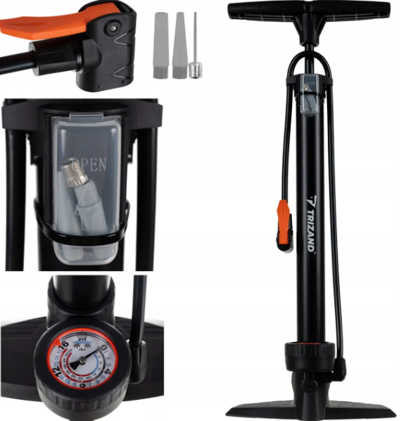 Насос підлоговий зі шлангом та манометром + додаткові наконечники Trizand 19164, фото 1