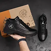 Чоловічі зимові черевики Jordan, зимові чорні шкіряні черевики для чоловіків, чоловіче зимове шкіряне взуття Джордан