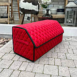 Органайзер у багажник, червоний велюр, 65 см, органайзер в авто, фото 2