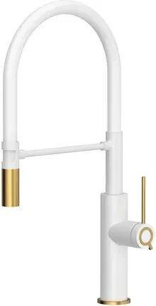 Кухонний змішувач Quadron Gemma Q Line Steelq Snow White/Nano Pvd Złoty 3623501WHMPVDG1