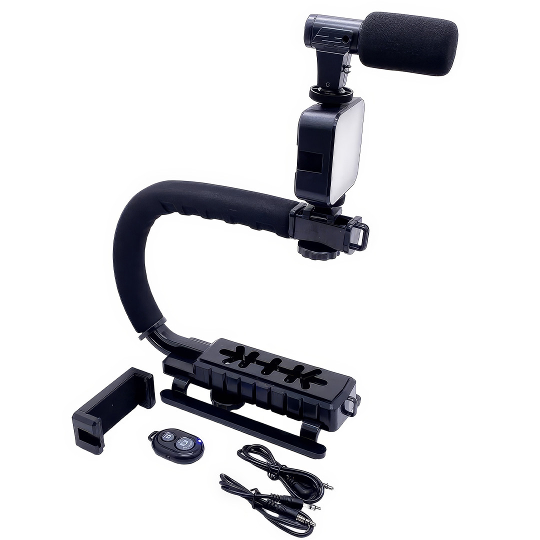 Портативний U-подібний стабілізатор для відеозйомки з утримувачем камери телефону та спалаху AY 49U, фото 1