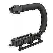 Портативний U-подібний стабілізатор для відеозйомки з утримувачем камери телефону та спалаху AY 49U, фото 2