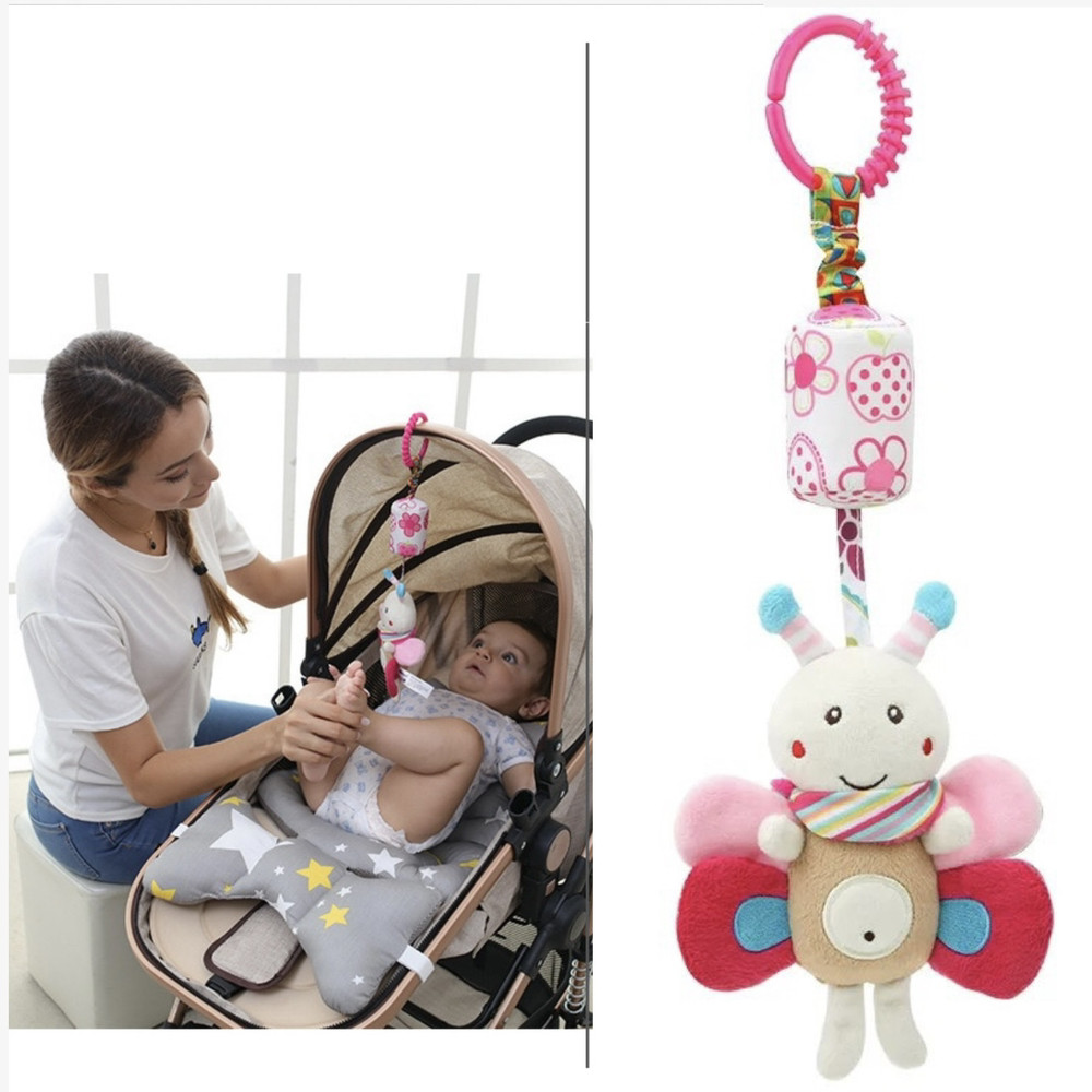 Підвіска у візочок Бджілка плюшева, дзвенить, іграшка на коляску, візочок, автокрісло, фото 1