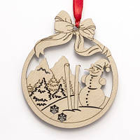 Прикраса новорічна Сніговик / Дерево / Прикраса новорічна Сніговик / Дерево 9x6 см