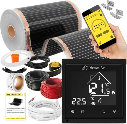Нагрівальний мат Mission Air Zestaw Folia Mata Grzewcza Podczerwień 160W 12m² ZESTAWIRSILVER12M160W50CMLIBRABL, фото 1
