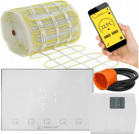 Нагрівальний мат Mission Air Zestaw Mata Grzewcza Pod Płytki Ma-160WxM² 14M² ZESTAWMA160WM14M+GEMINIWHITE, фото 1