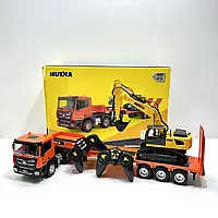 Набір машин будтехніка Huina Екскаватор та Вантажівка для перевезення техніки на радіокеруванні (1319)