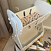 Дерев'яне розкладне двоярусне ліжечко для ляльок Дитяча іграшкова качалка постільний комплект біла, фото 2