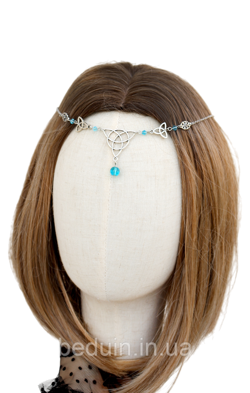 Ельфійська тіара, прикраса на волосся "Хайді" тика — блакитна Aushal Jewellery