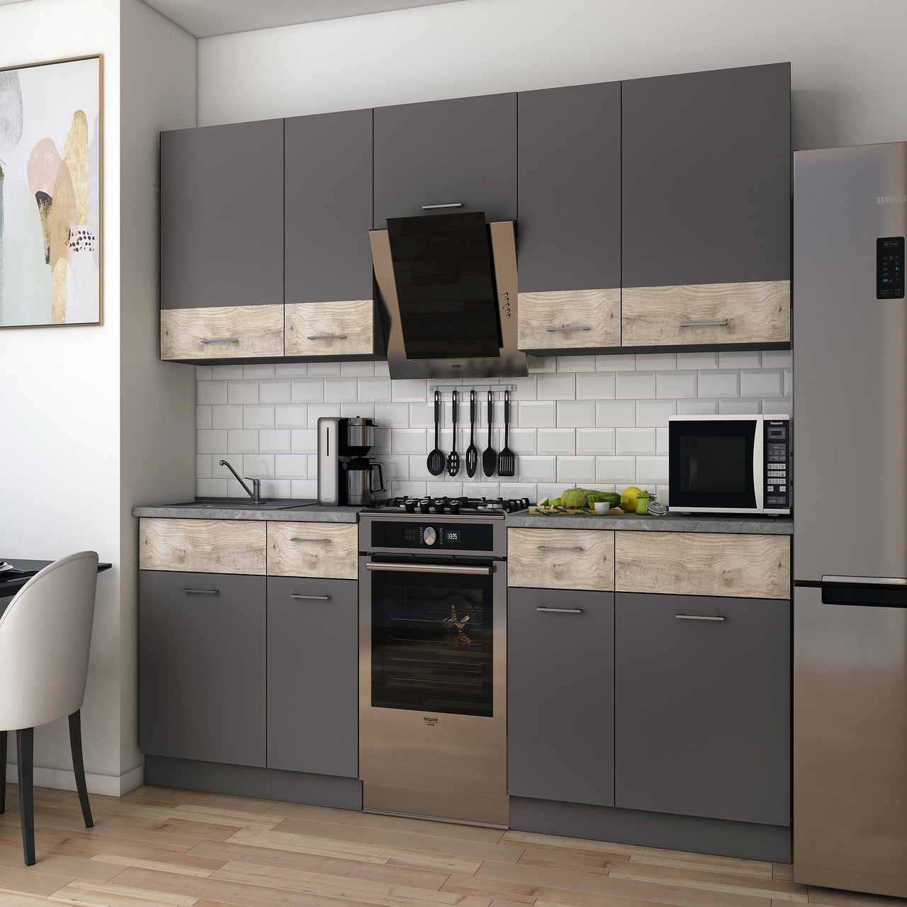 Готова кухня Лея 2.6 м, сучасний кухонний гарнітур у стилі лофт 260 см, фото 1