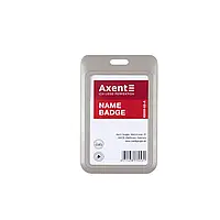 Бейдж (вертикальний, 50*84мм, сірий) Axent 4500V-03