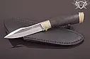 Ніж ручної роботи "Щит" 120х28х4.2мм із неіржавкої сталі та колодкою з морського дуба, фото 2