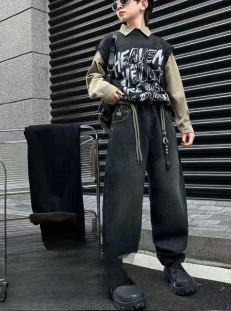 Джинси Alder мом теплі широкі для хлопчика 11-17 років на флісі, Синій 164, фото 1