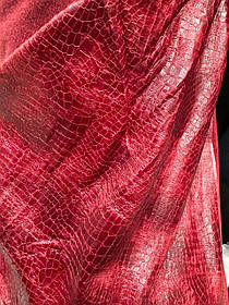 Тканина штучна шкіра на тонкому трикотажі зміїний принт колір червоний