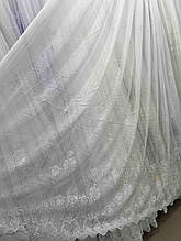 Тюль льон з вишивкою Keten №3122 білий на відріз