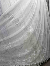 Тюль льон з вишивкою Keten №3122 кремовий на відріз