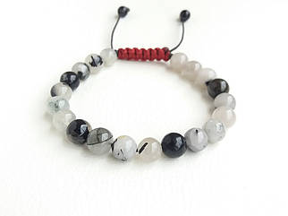 Браслет із Турмалінового (Рутилового) кварцу на шнурі d 8мм